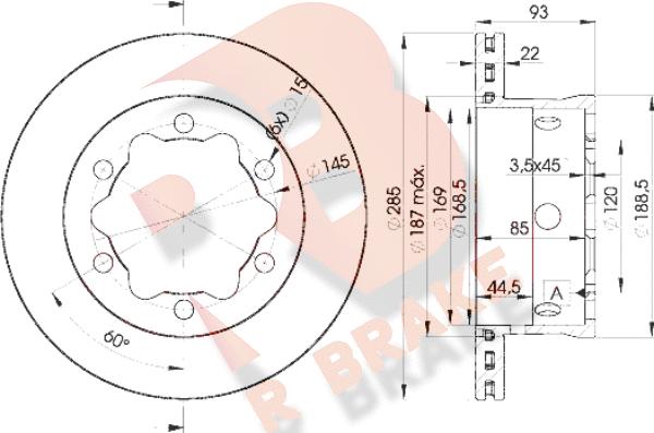 R Brake 78RBD10185 - Disque de frein cwaw.fr