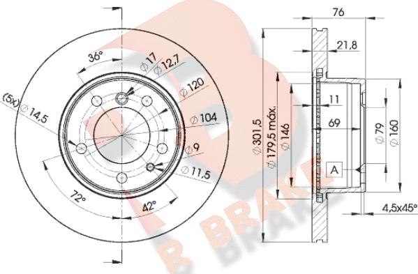 R Brake 78RBD18040 - Disque de frein cwaw.fr