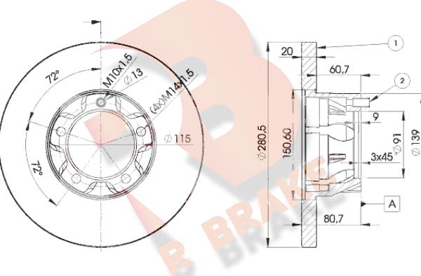 R Brake 78RBD13017 - Disque de frein cwaw.fr