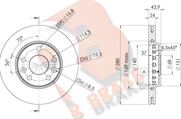 R Brake 78RBD24022 - Disque de frein cwaw.fr