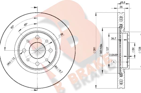 R Brake 78RBD25546 - Disque de frein cwaw.fr