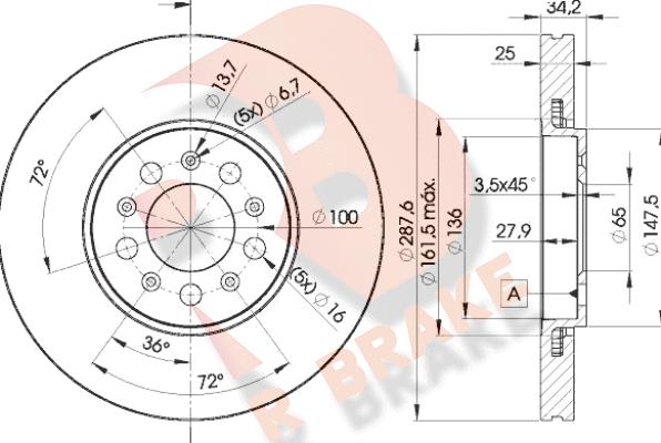 R Brake 78RBD25604 - Disque de frein cwaw.fr