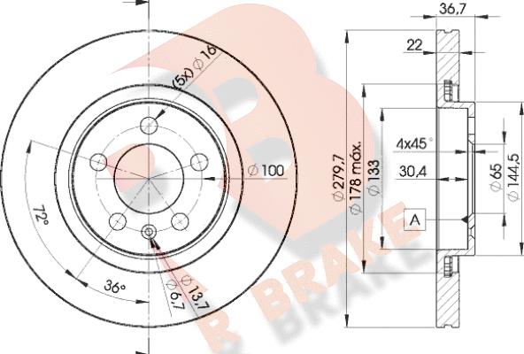 R Brake 78RBD25603 - Disque de frein cwaw.fr