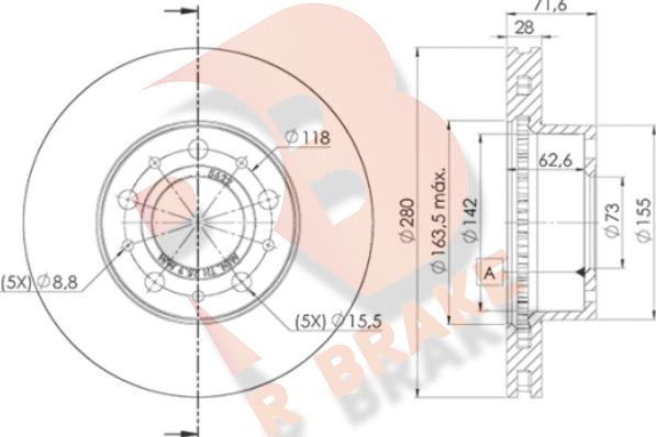 R Brake 78RBD25622 - Disque de frein cwaw.fr