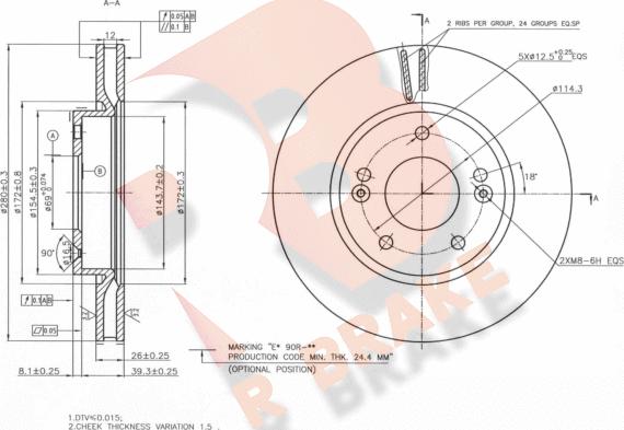 R Brake 78RBD25158 - Disque de frein cwaw.fr