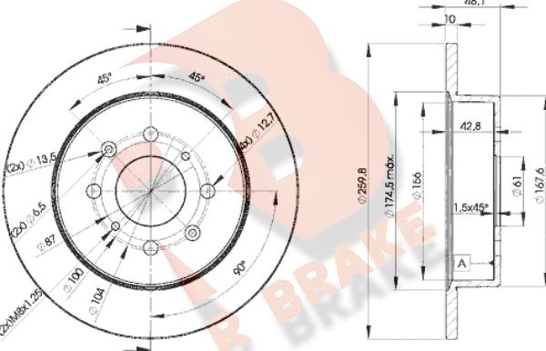 R Brake 78RBD25106 - Disque de frein cwaw.fr