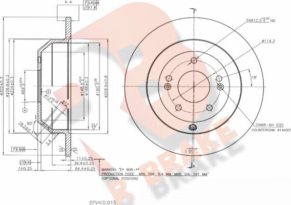 R Brake 78RBD25185 - Disque de frein cwaw.fr