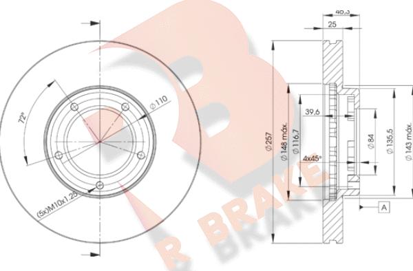 R Brake 78RBD25180 - Disque de frein cwaw.fr