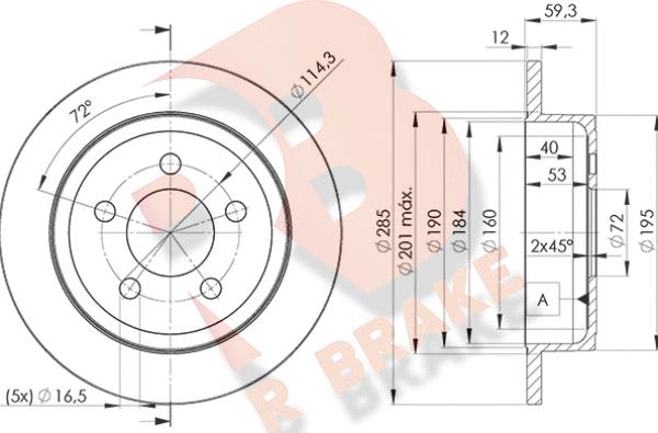 R Brake 78RBD25122 - Disque de frein cwaw.fr