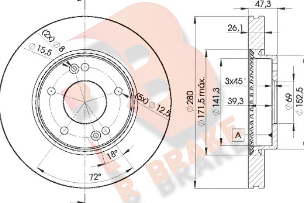 R Brake 78RBD25171 - Disque de frein cwaw.fr