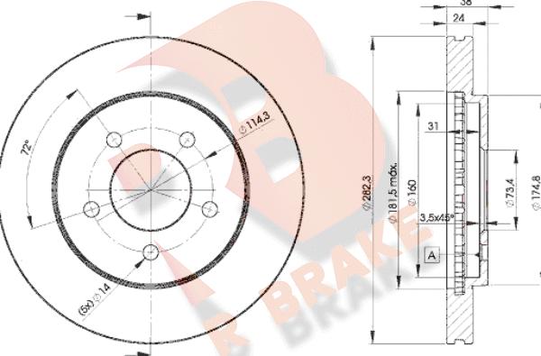 R Brake 78RBD25347 - Disque de frein cwaw.fr