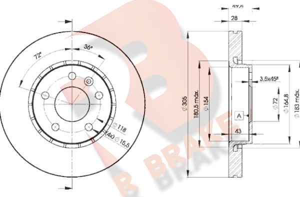 R Brake 78RBD26845 - Disque de frein cwaw.fr