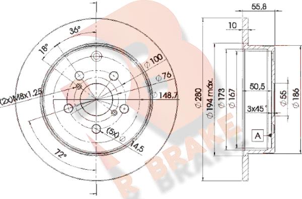 R Brake 78RBD20503 - Disque de frein cwaw.fr