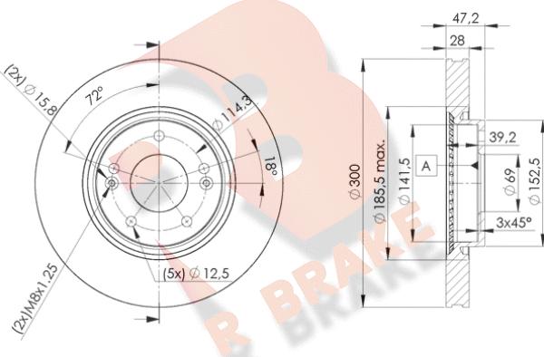 R Brake 78RBD20580 - Disque de frein cwaw.fr