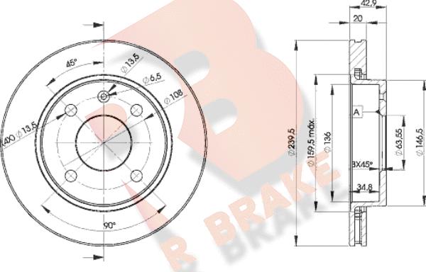 R Brake 78RBD21064 - Disque de frein cwaw.fr