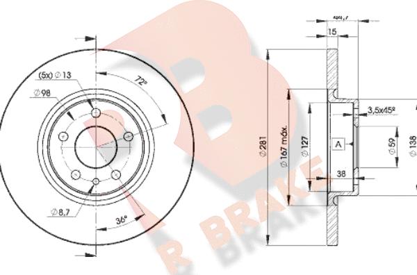 R Brake 78RBD28567 - Disque de frein cwaw.fr