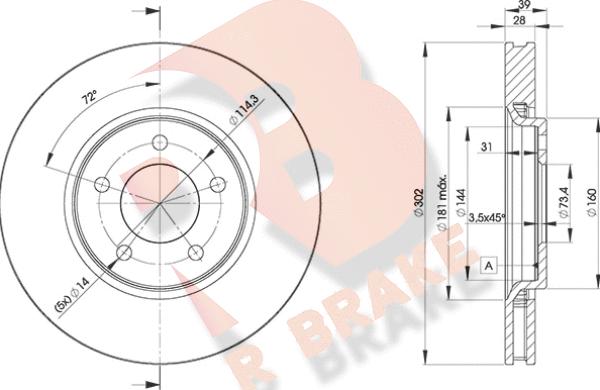 R Brake 78RBD23918 - Disque de frein cwaw.fr