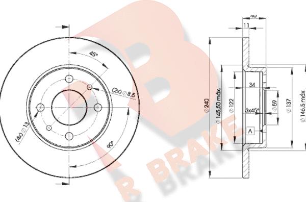 R Brake 78RBD23465 - Disque de frein cwaw.fr