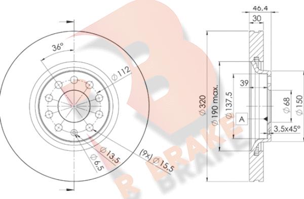 R Brake 78RBD23615 - Disque de frein cwaw.fr