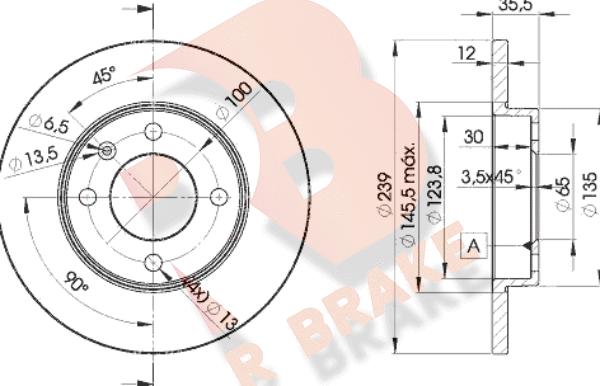 R Brake 78RBD23300 - Disque de frein cwaw.fr