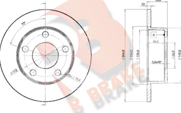 R Brake 78RBD22800 - Disque de frein cwaw.fr