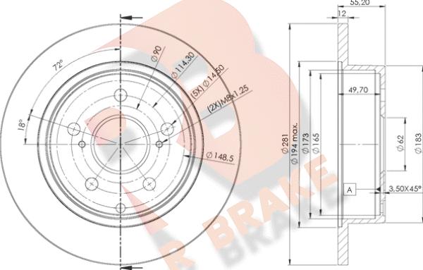 R Brake 78RBD22882 - Disque de frein cwaw.fr