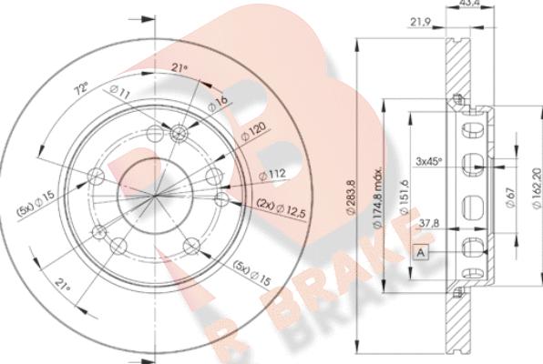 R Brake 78RBD22312 - Disque de frein cwaw.fr