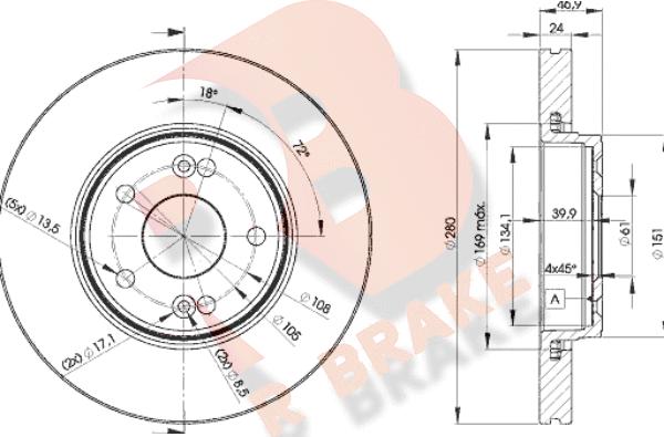 R Brake 78RBD22234 - Disque de frein cwaw.fr