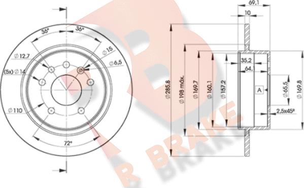 R Brake 78RBD27476 - Disque de frein cwaw.fr