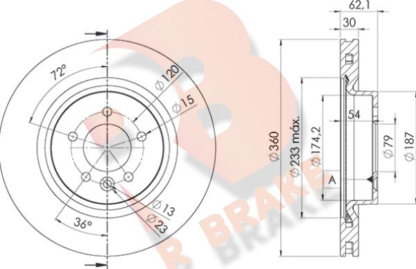 R Brake 78RBD27364 - Disque de frein cwaw.fr