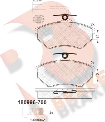 R Brake RB0996-700 - Kit de plaquettes de frein, frein à disque cwaw.fr