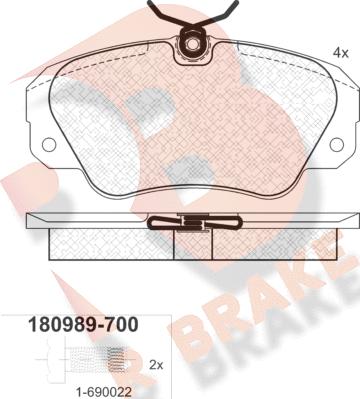 R Brake RB0989-700 - Kit de plaquettes de frein, frein à disque cwaw.fr