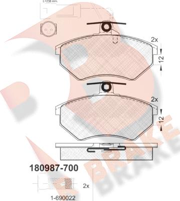 R Brake RB0987-700 - Kit de plaquettes de frein, frein à disque cwaw.fr