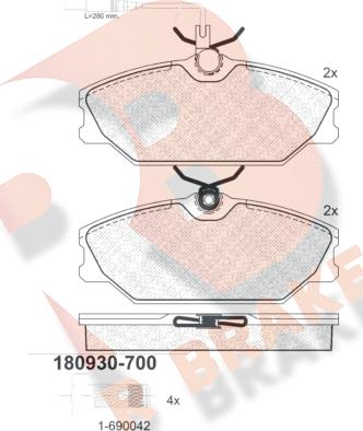 R Brake RB0930-700 - Kit de plaquettes de frein, frein à disque cwaw.fr