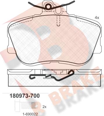 R Brake RB0973-700 - Kit de plaquettes de frein, frein à disque cwaw.fr