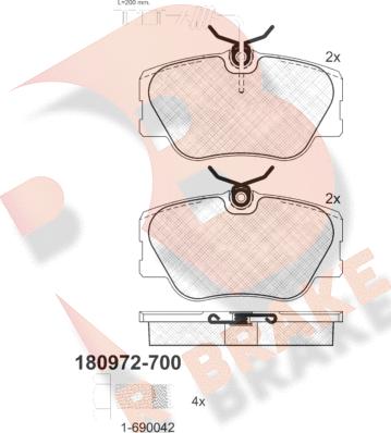 R Brake RB0972-700 - Kit de plaquettes de frein, frein à disque cwaw.fr