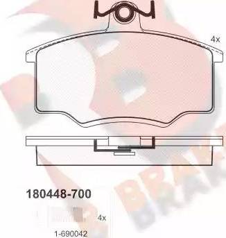 R Brake RB0448-700 - Kit de plaquettes de frein, frein à disque cwaw.fr