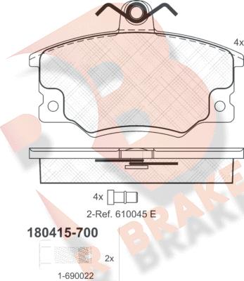 R Brake RB0415-700 - Kit de plaquettes de frein, frein à disque cwaw.fr