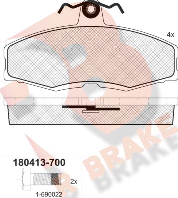 R Brake RB0413-700 - Kit de plaquettes de frein, frein à disque cwaw.fr