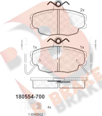 R Brake RB0554-700 - Kit de plaquettes de frein, frein à disque cwaw.fr