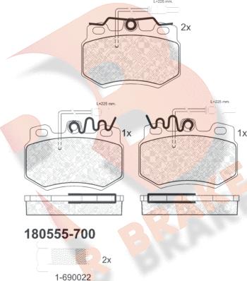 R Brake RB0555-700 - Kit de plaquettes de frein, frein à disque cwaw.fr