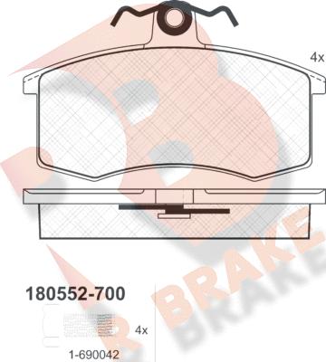 R Brake RB0552-700 - Kit de plaquettes de frein, frein à disque cwaw.fr