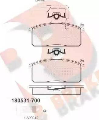 R Brake RB0531-700 - Kit de plaquettes de frein, frein à disque cwaw.fr