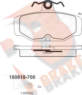 R Brake RB0618-700 - Kit de plaquettes de frein, frein à disque cwaw.fr