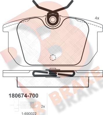 R Brake RB0674-700 - Kit de plaquettes de frein, frein à disque cwaw.fr