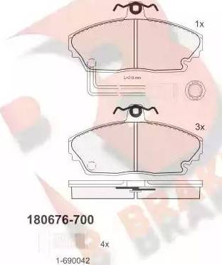 R Brake RB0676-700 - Kit de plaquettes de frein, frein à disque cwaw.fr