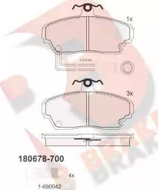 R Brake RB0678-700 - Kit de plaquettes de frein, frein à disque cwaw.fr