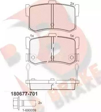 R Brake RB0677-701 - Kit de plaquettes de frein, frein à disque cwaw.fr