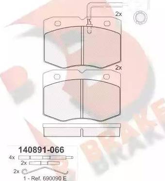 R Brake RB0891-066 - Kit de plaquettes de frein, frein à disque cwaw.fr