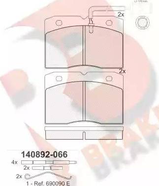 R Brake RB0892-066 - Kit de plaquettes de frein, frein à disque cwaw.fr